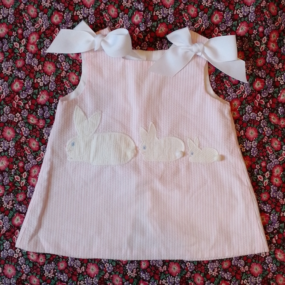 Vintage The Bailey Boys Easter Bunny Pink and White 18 Month Dress